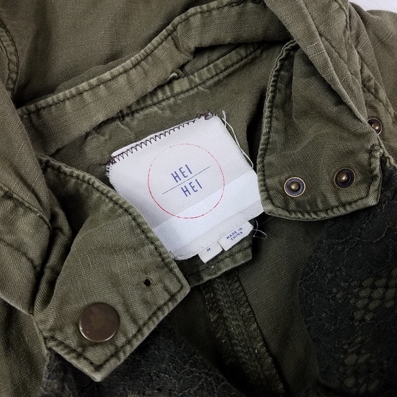 Anthropologie HeiHei Olive Lace Anorak Jacket - Picture 4 of 5